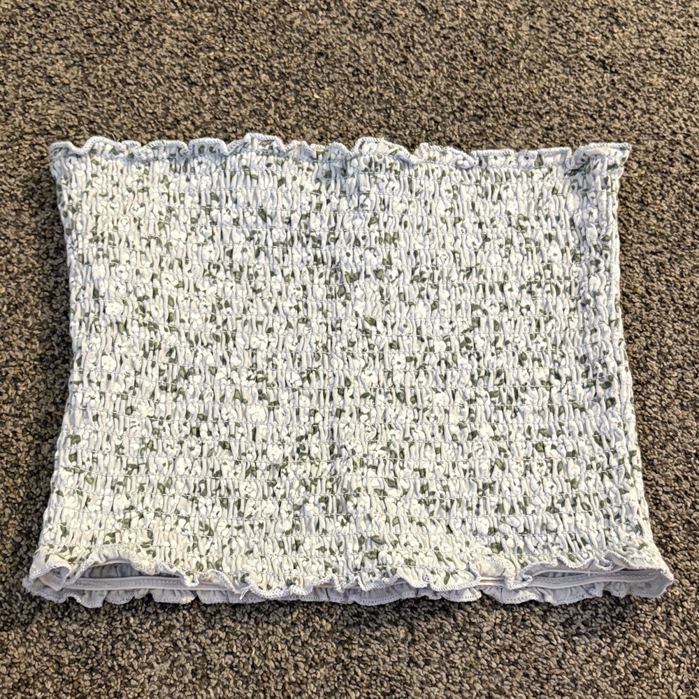 Hollister Light Blue flower print Tube Top